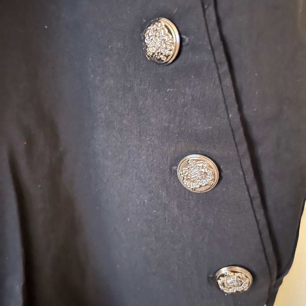 dressbarn Women's Black Skinny Pants with Silver Button Details - Picture 2 of 5